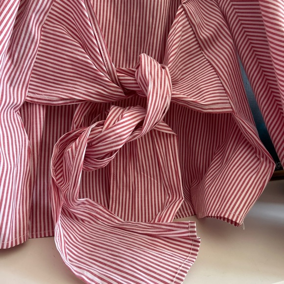 Laundry by Shelli Segal Striped Red Nautical Off Shoulder Bow Blouse Size 10 - Picture 6 of 15